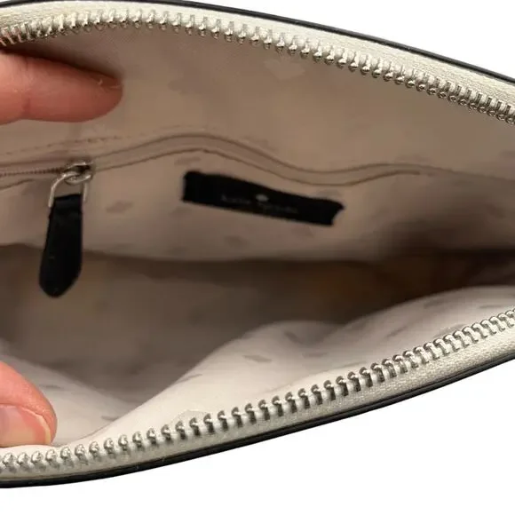 Kate Spade Payton Dome Saffiano Leather Crossbody Bag Gray White - Picture 7 of 8